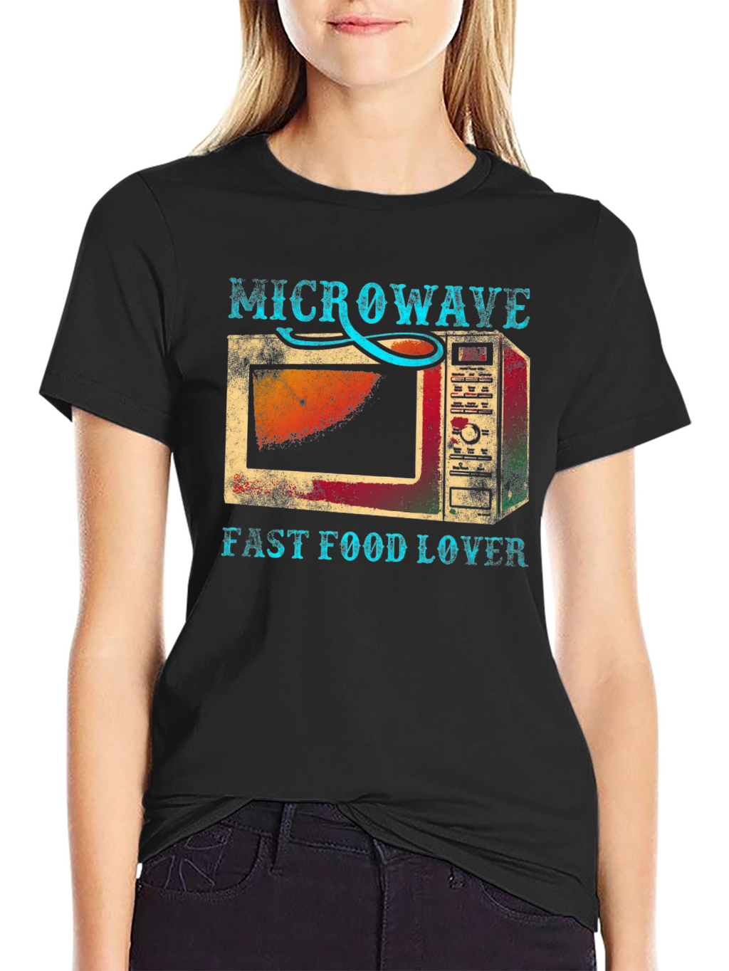 Microwave Fast Food Lover Graphic T-Shirt