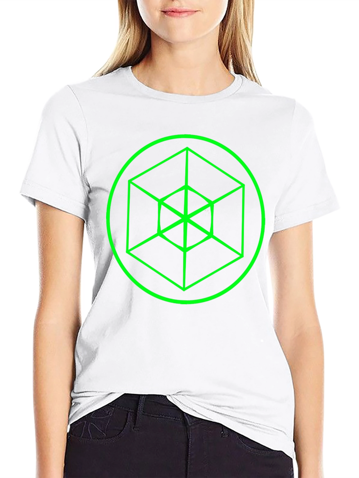 Geometric Cube Graphic Black Tee