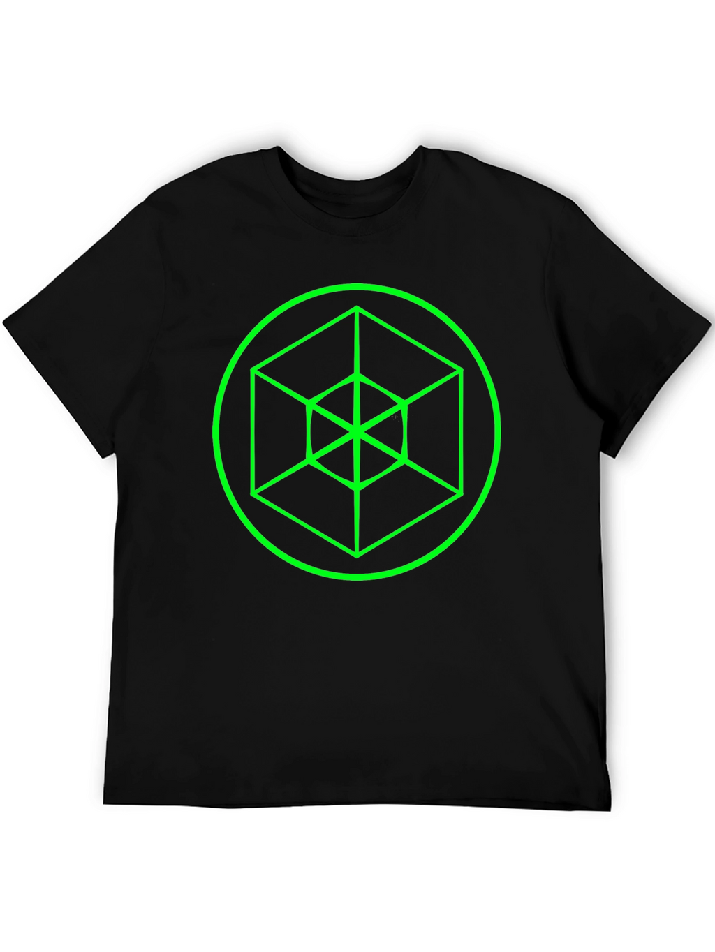 Geometric Cube Graphic Black Tee
