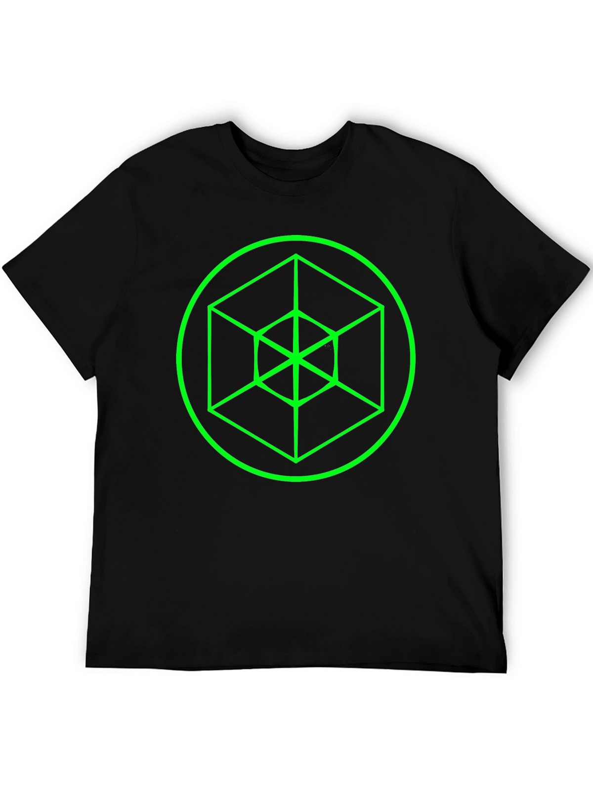 Geometric Cube Graphic Black Tee