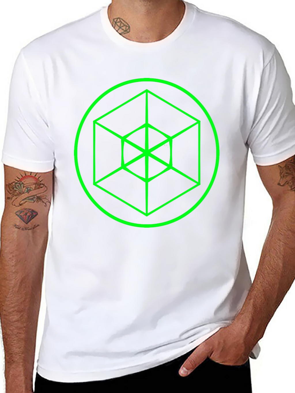 Geometric Cube Graphic Black Tee