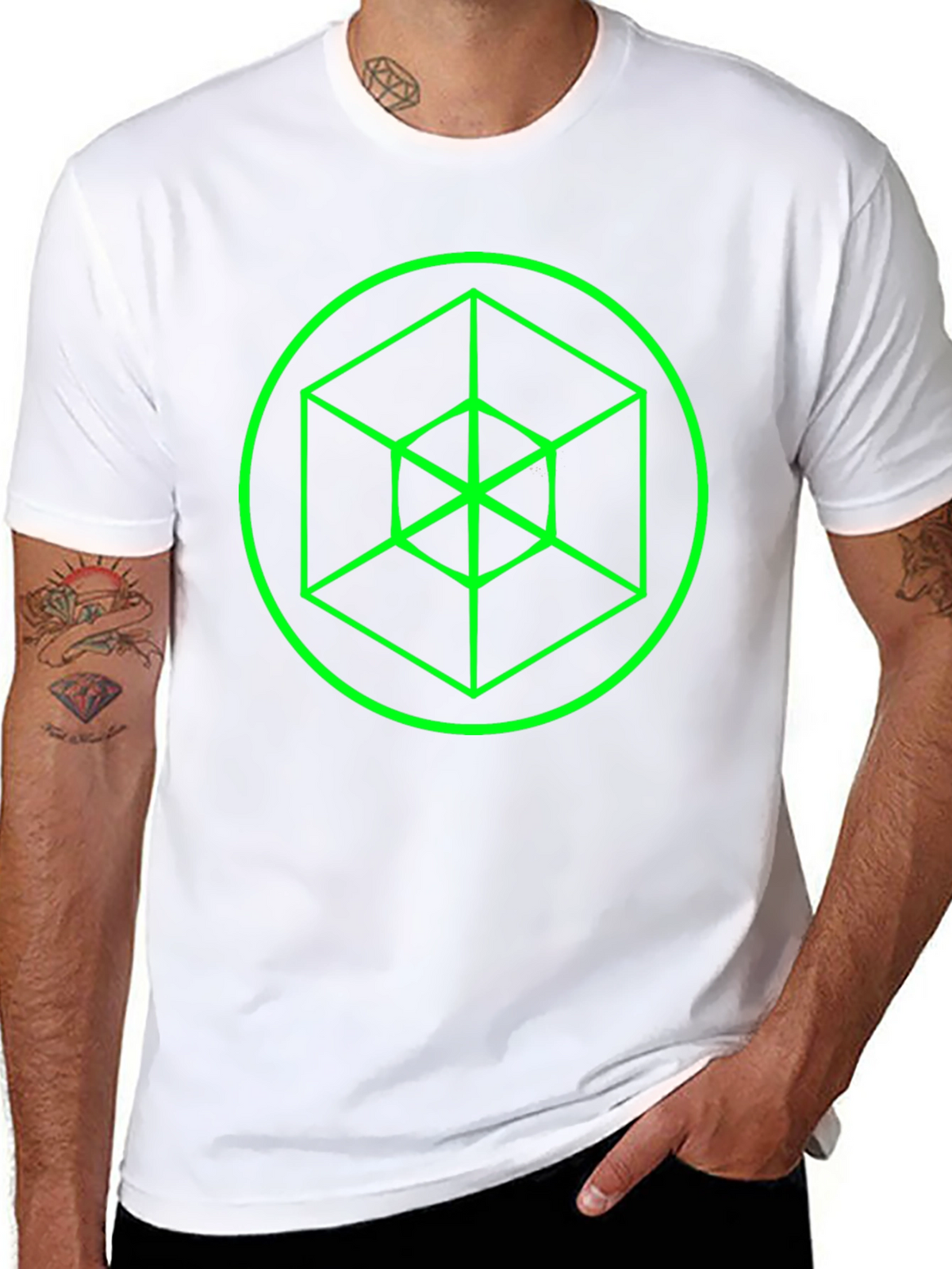Geometric Cube Graphic Black Tee