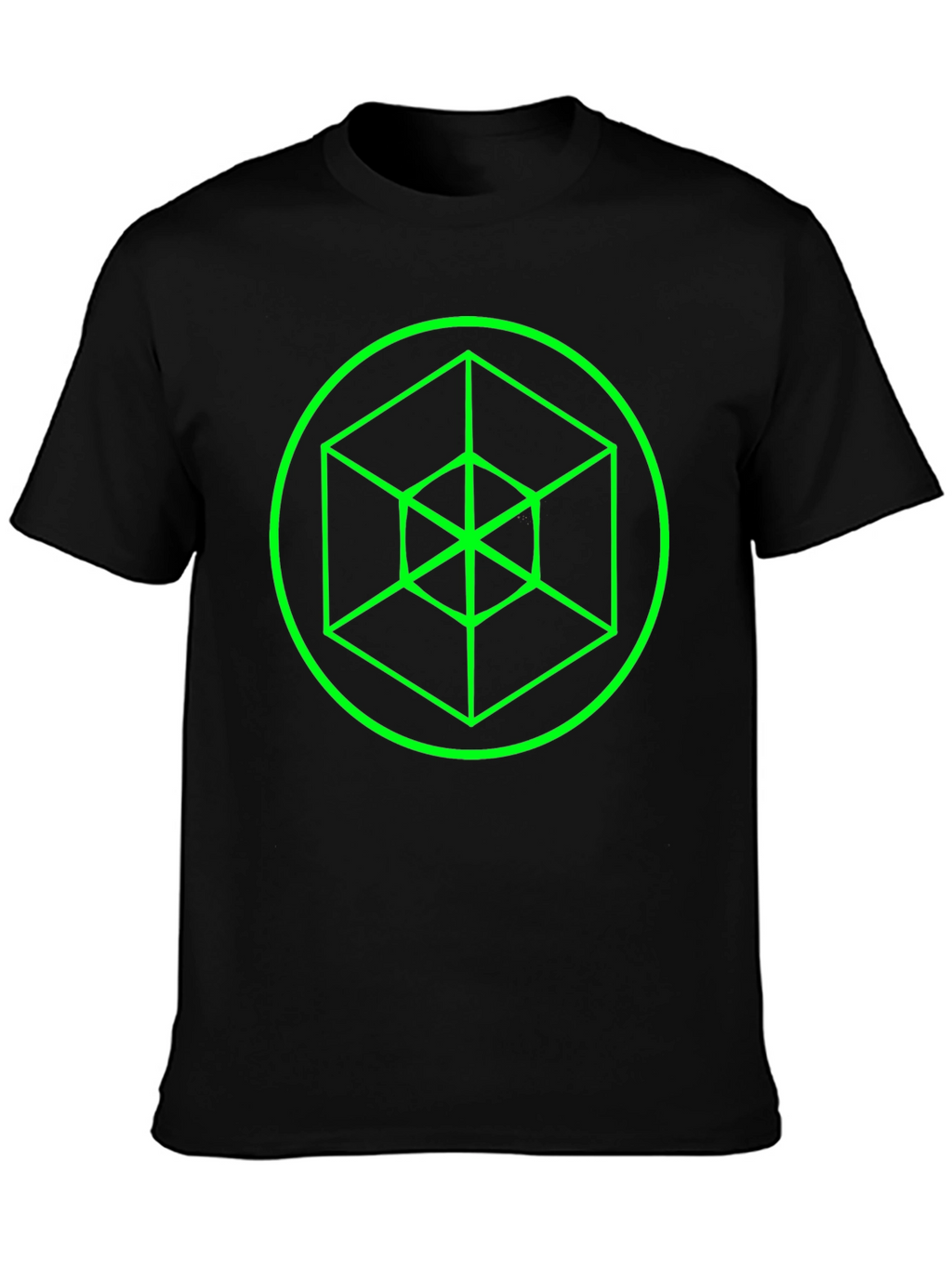 Geometric Cube Graphic Black Tee