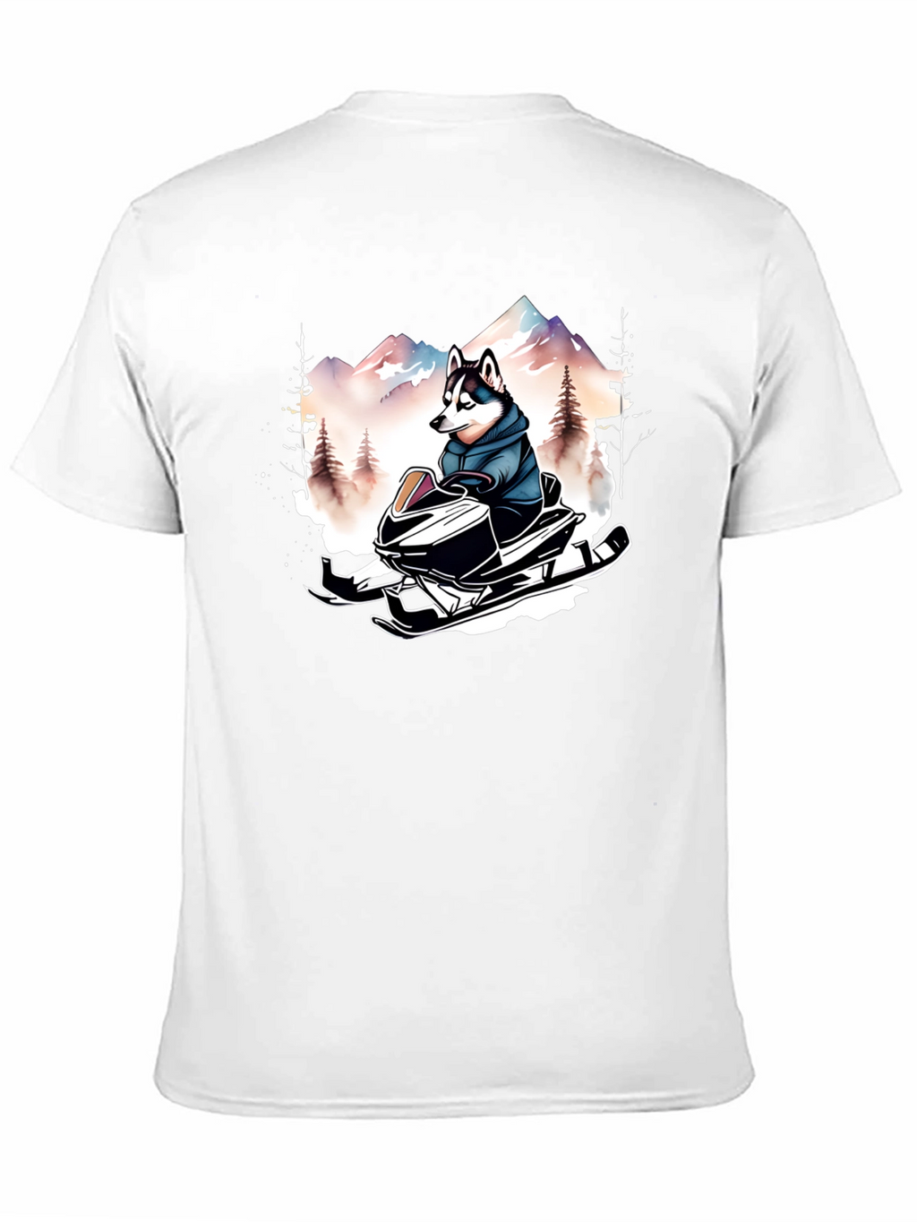 Husky on Snowmobile Graphic Tee