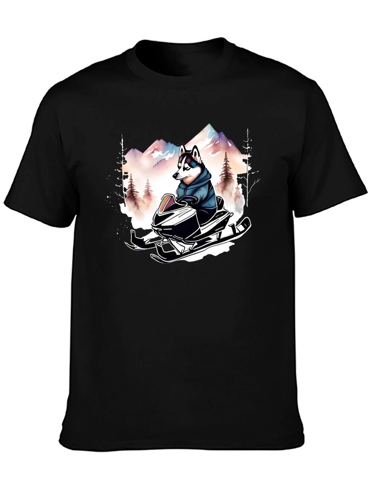 Husky on Snowmobile Graphic Tee