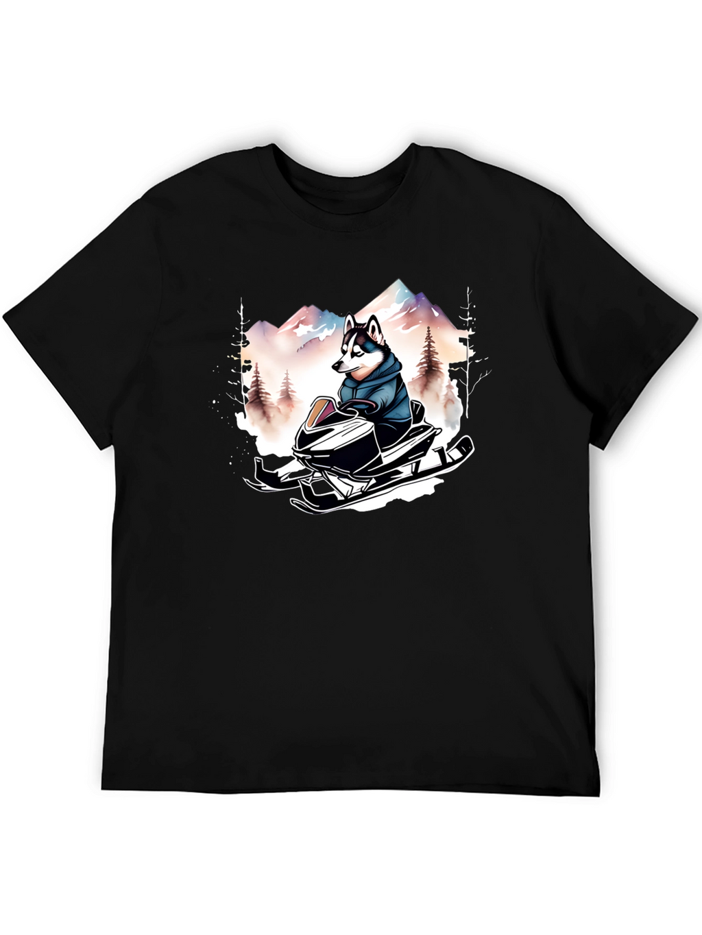 Husky on Snowmobile Graphic Tee