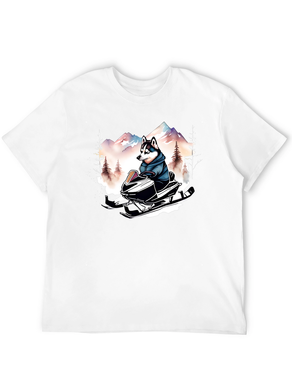 Husky on Snowmobile Graphic Tee