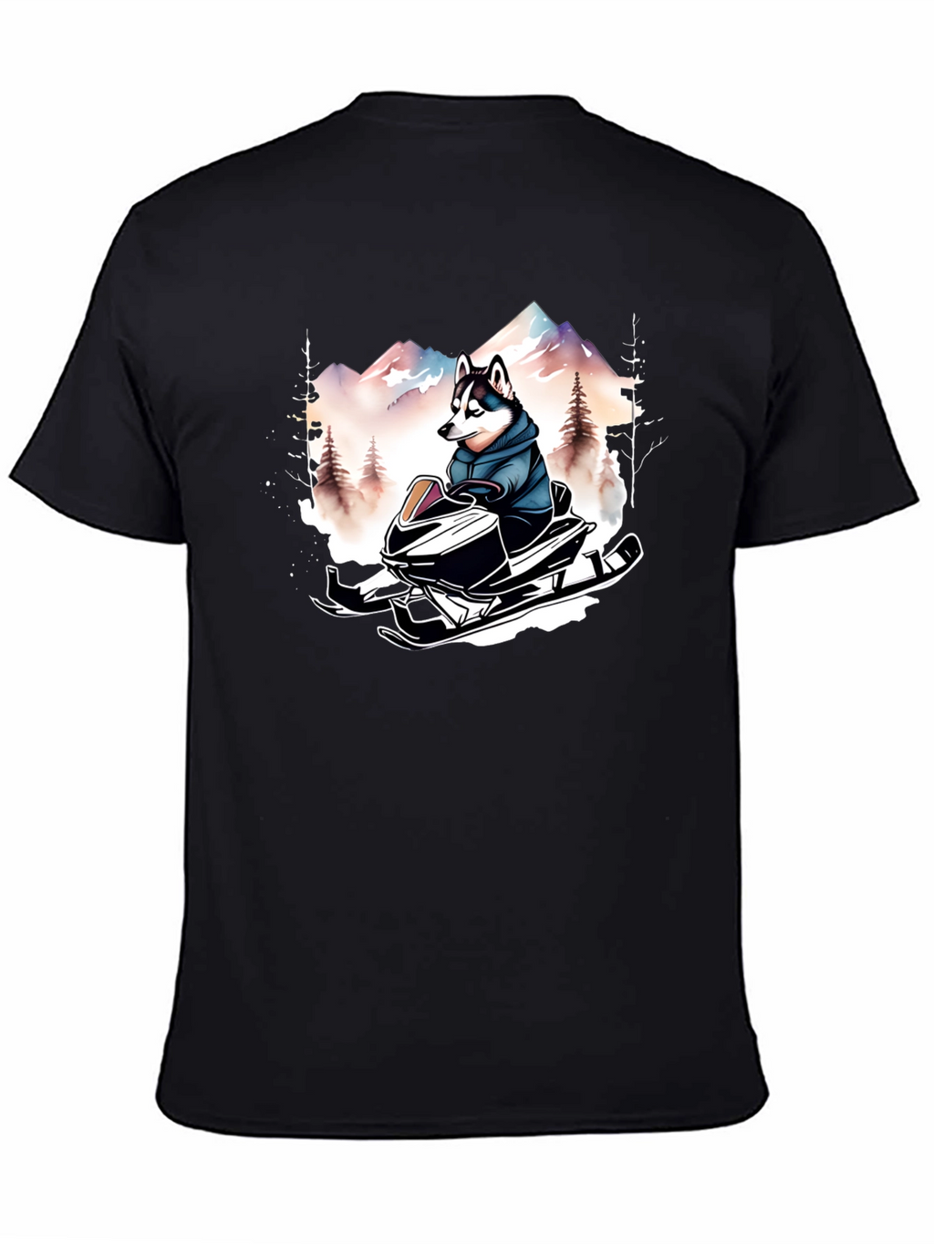 Husky on Snowmobile Graphic Tee