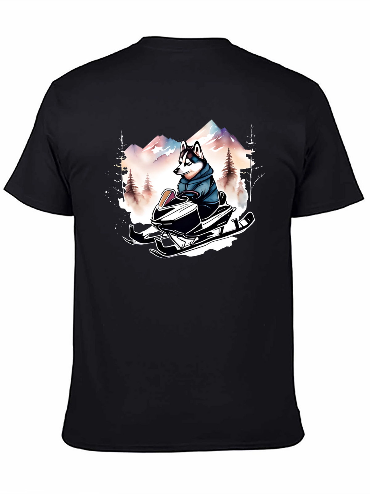 Husky on Snowmobile Graphic Tee