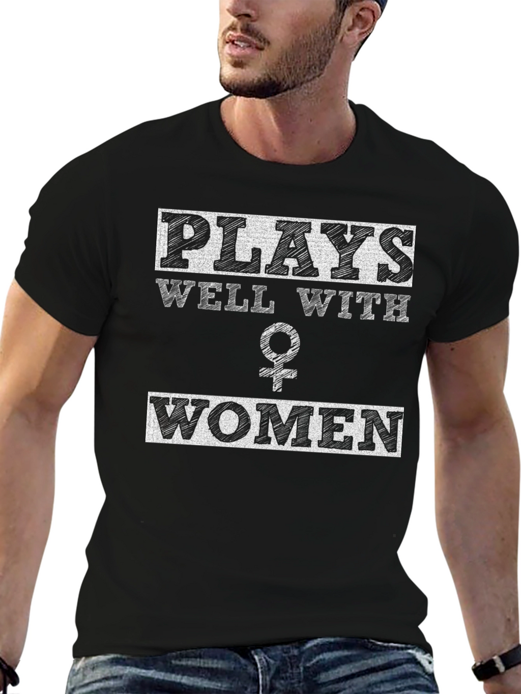 Plays Well With Women Graphic Tee - Black