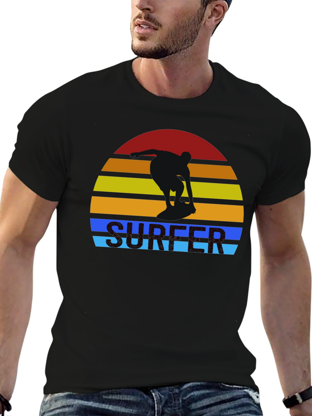 Retro Surfer Sunset Graphic T-Shirt