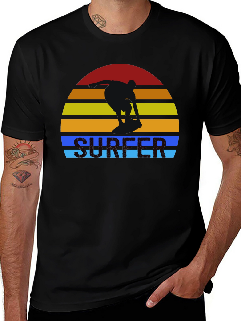 Retro Surfer Sunset Graphic T-Shirt