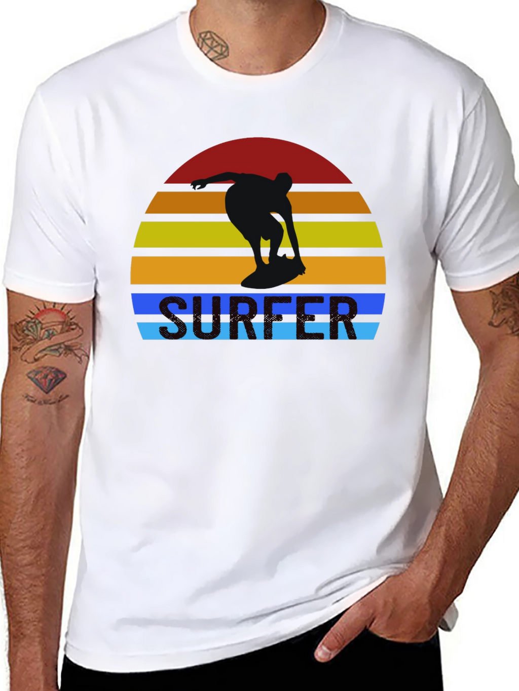 Retro Surfer Sunset Graphic T-Shirt