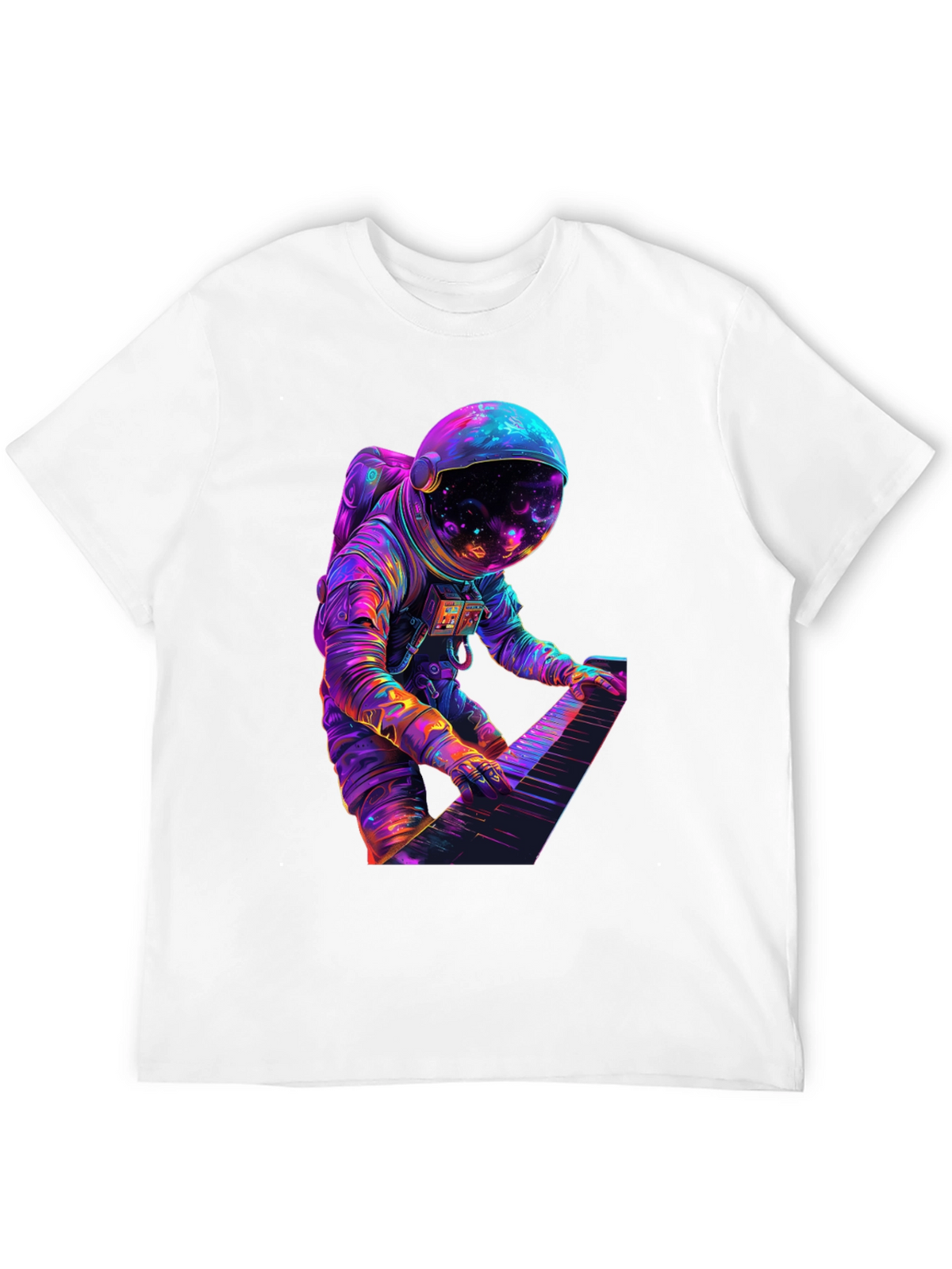 Astronaut Playing Piano Graphic Tee - Space Musician Shirt