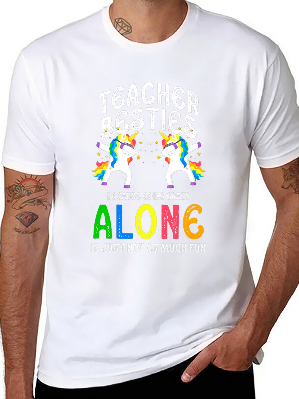 Teacher Besties Unicorn Graphic T-Shirt