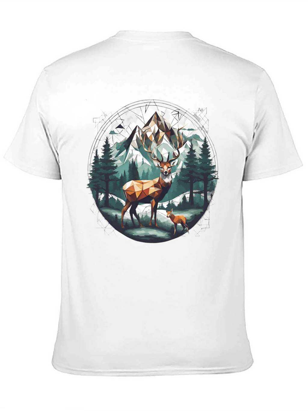Geometric Deer Mountain Graphic T-Shirt