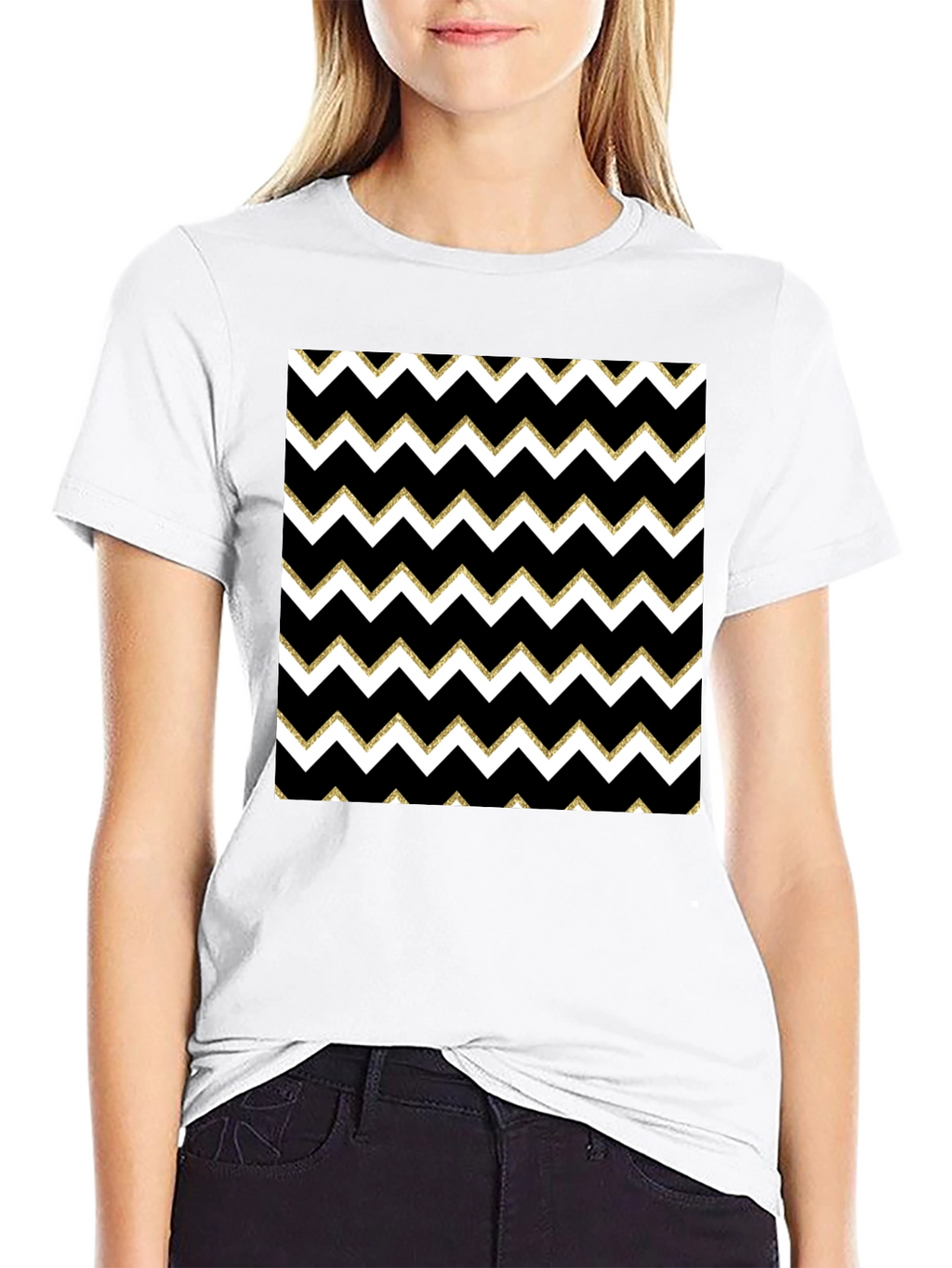 Stylish Black T-Shirt with Chevron Pattern