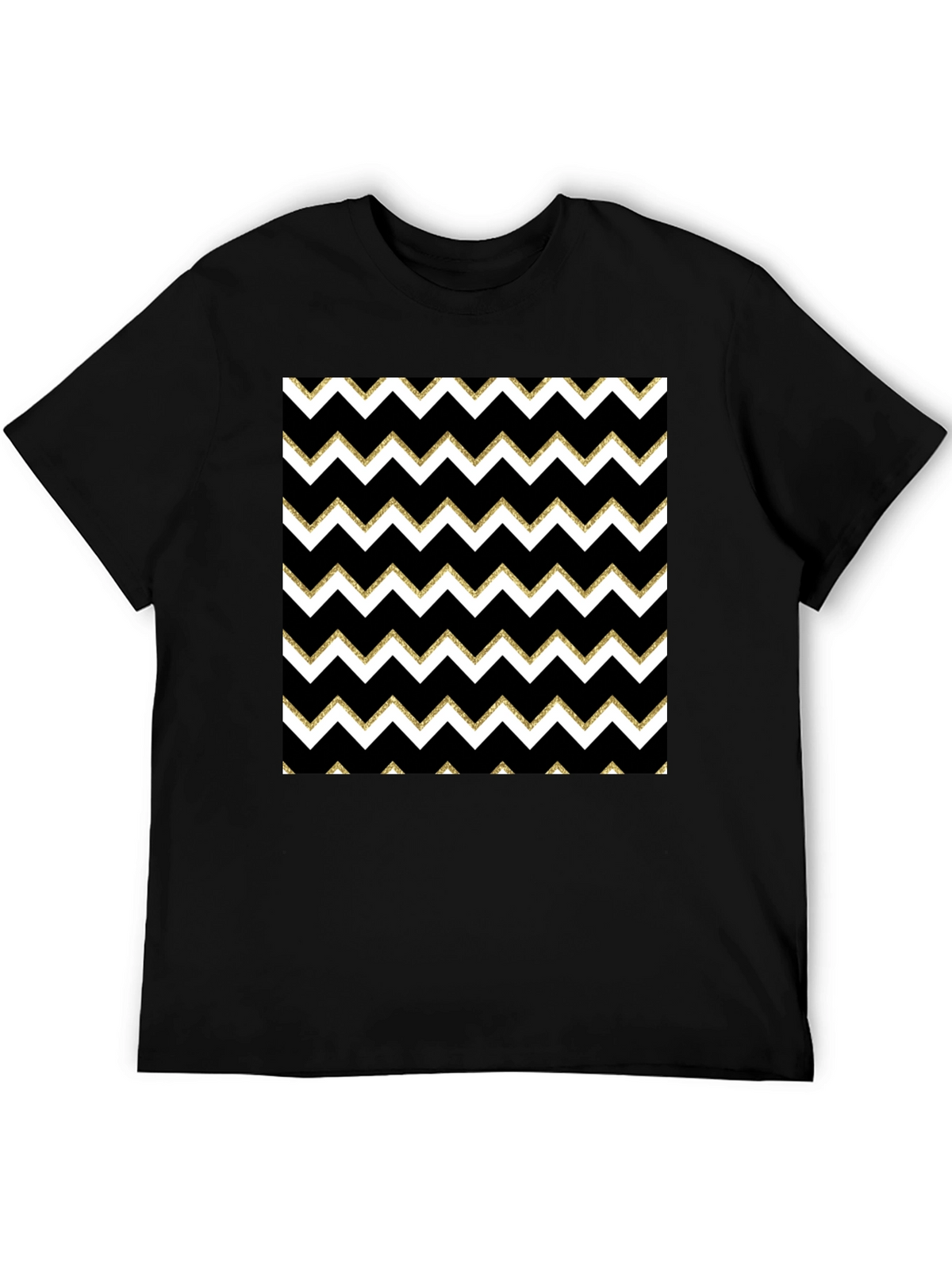 Stylish Black T-Shirt with Chevron Pattern