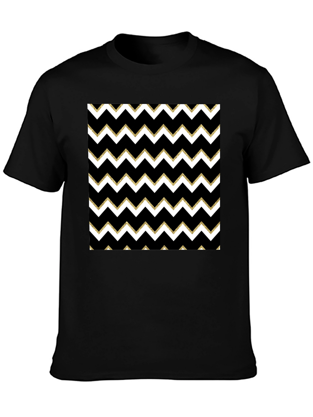 Stylish Black T-Shirt with Chevron Pattern
