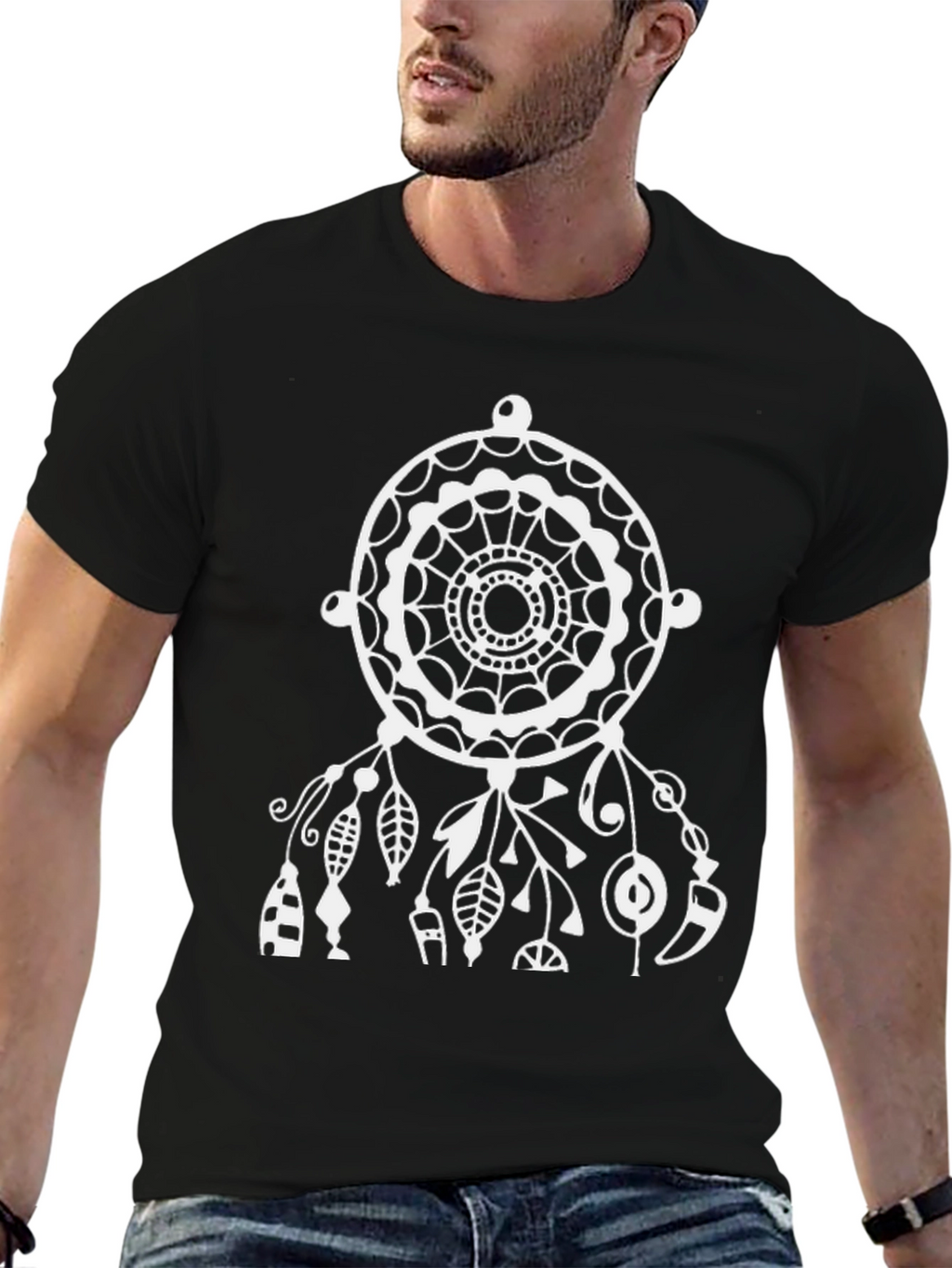 Dreamcatcher Graphic Tee - Stylish Black Cotton T-Shirt
