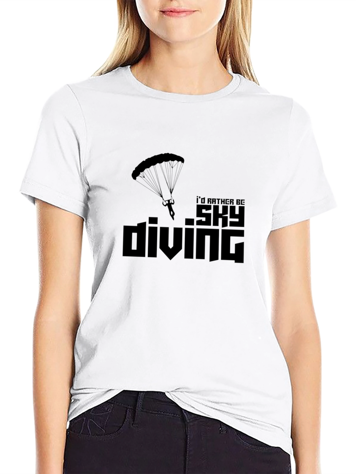 Skydiving T-Shirt - Id Rather Be Skydiving Black Tee