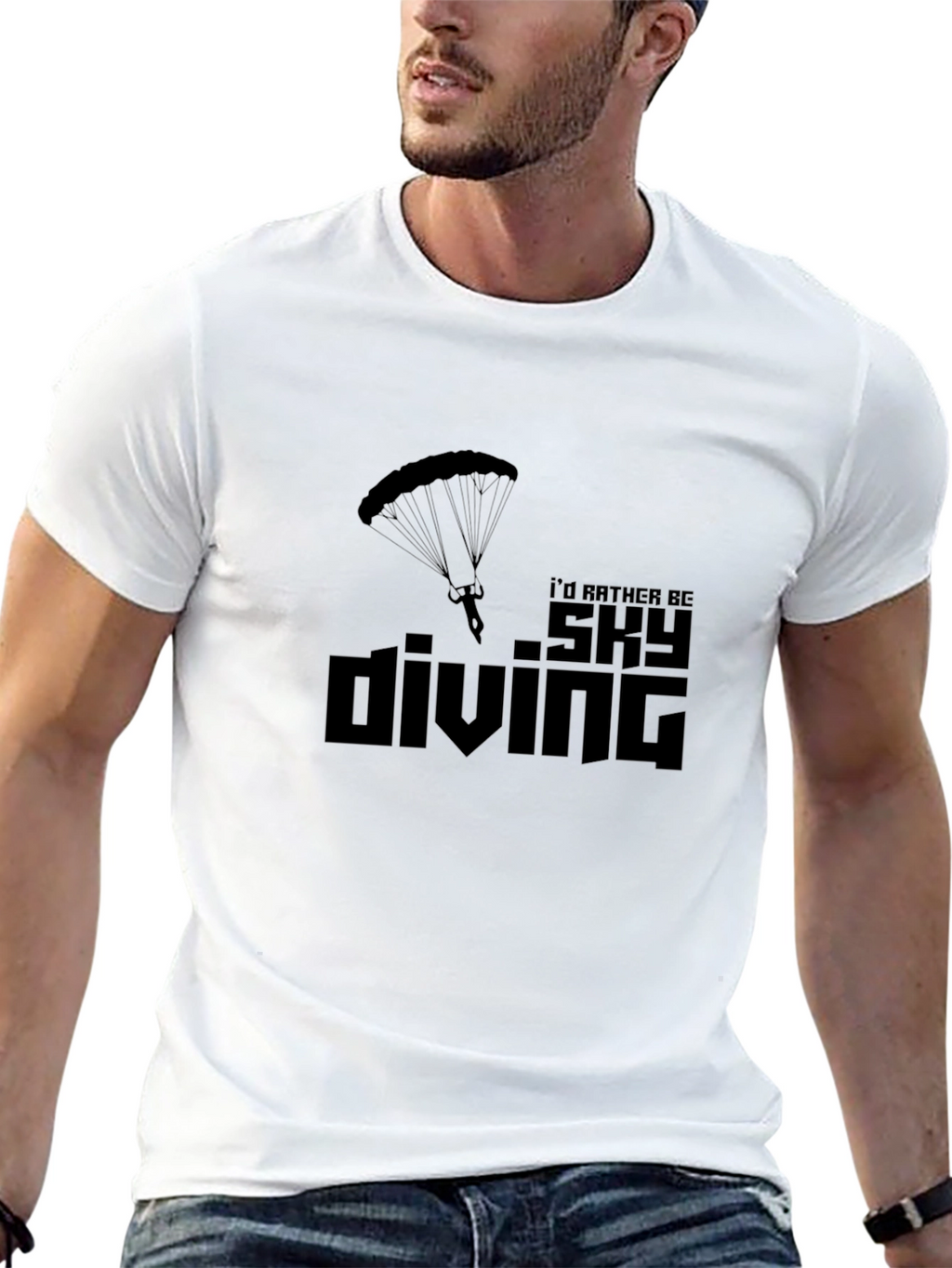 Skydiving T-Shirt - Id Rather Be Skydiving Black Tee