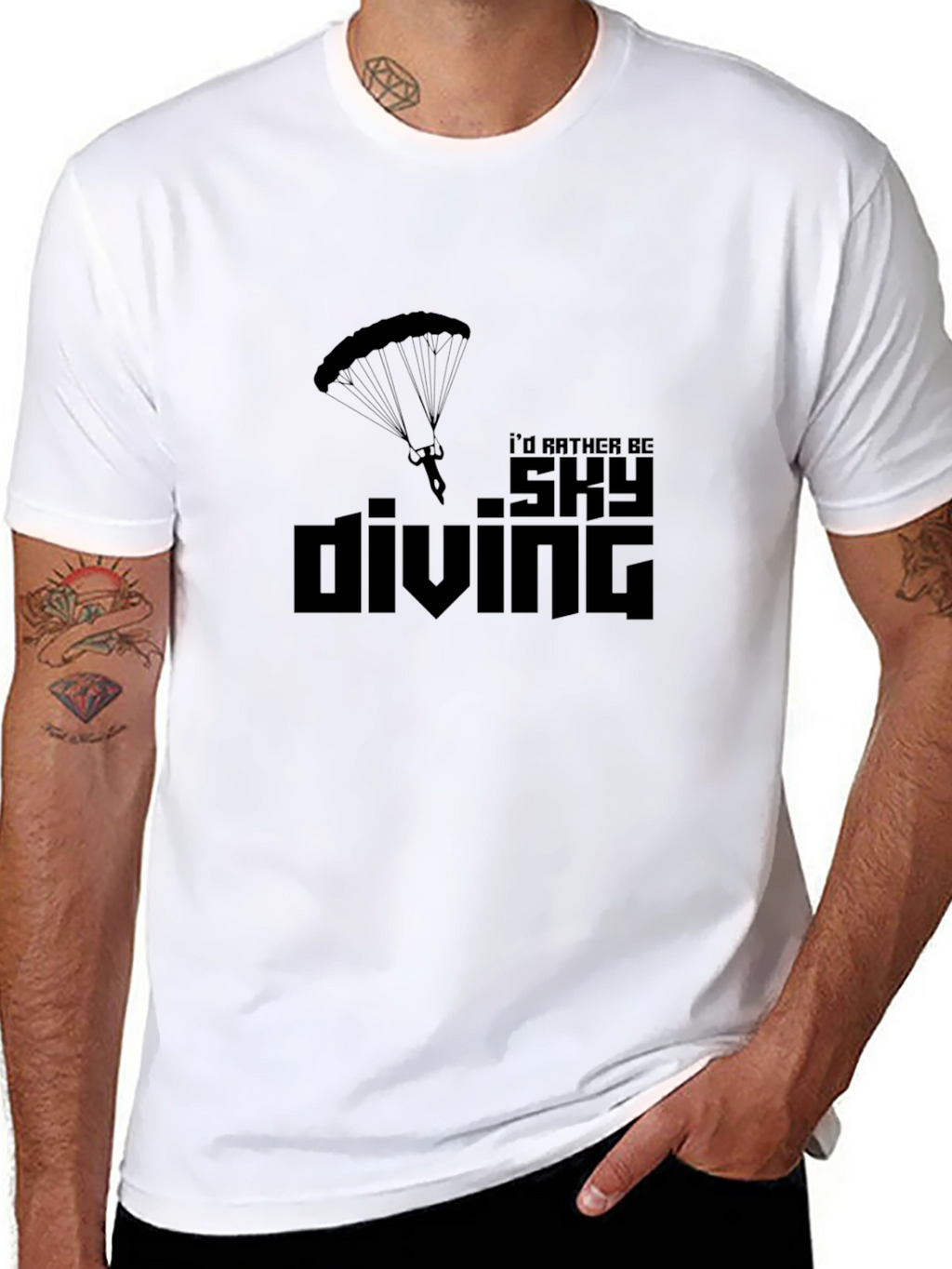 Skydiving T-Shirt - Id Rather Be Skydiving Black Tee