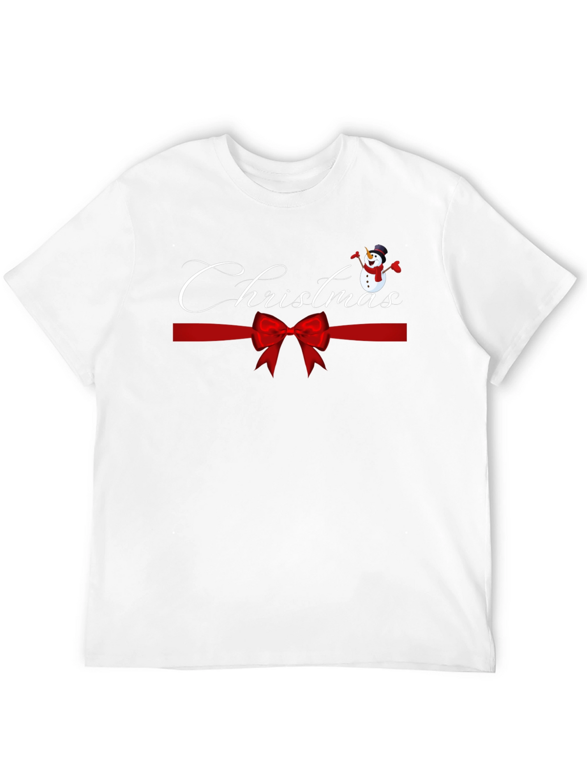 Festive Christmas Snowman Ribbon Graphic Tee