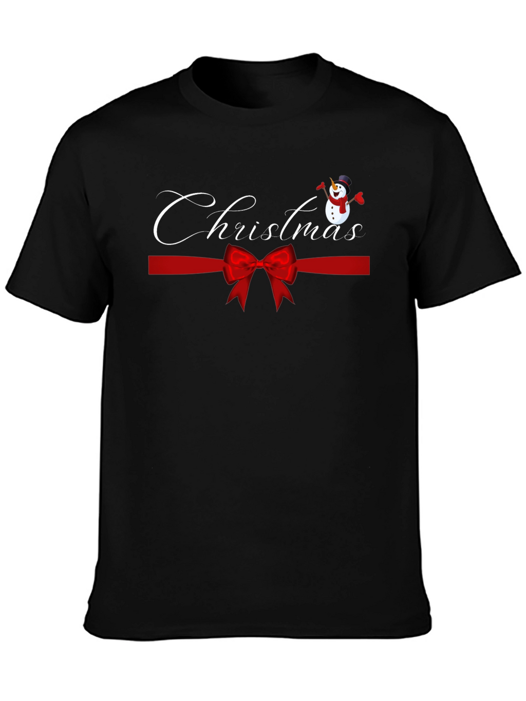 Festive Christmas Snowman Ribbon Graphic Tee