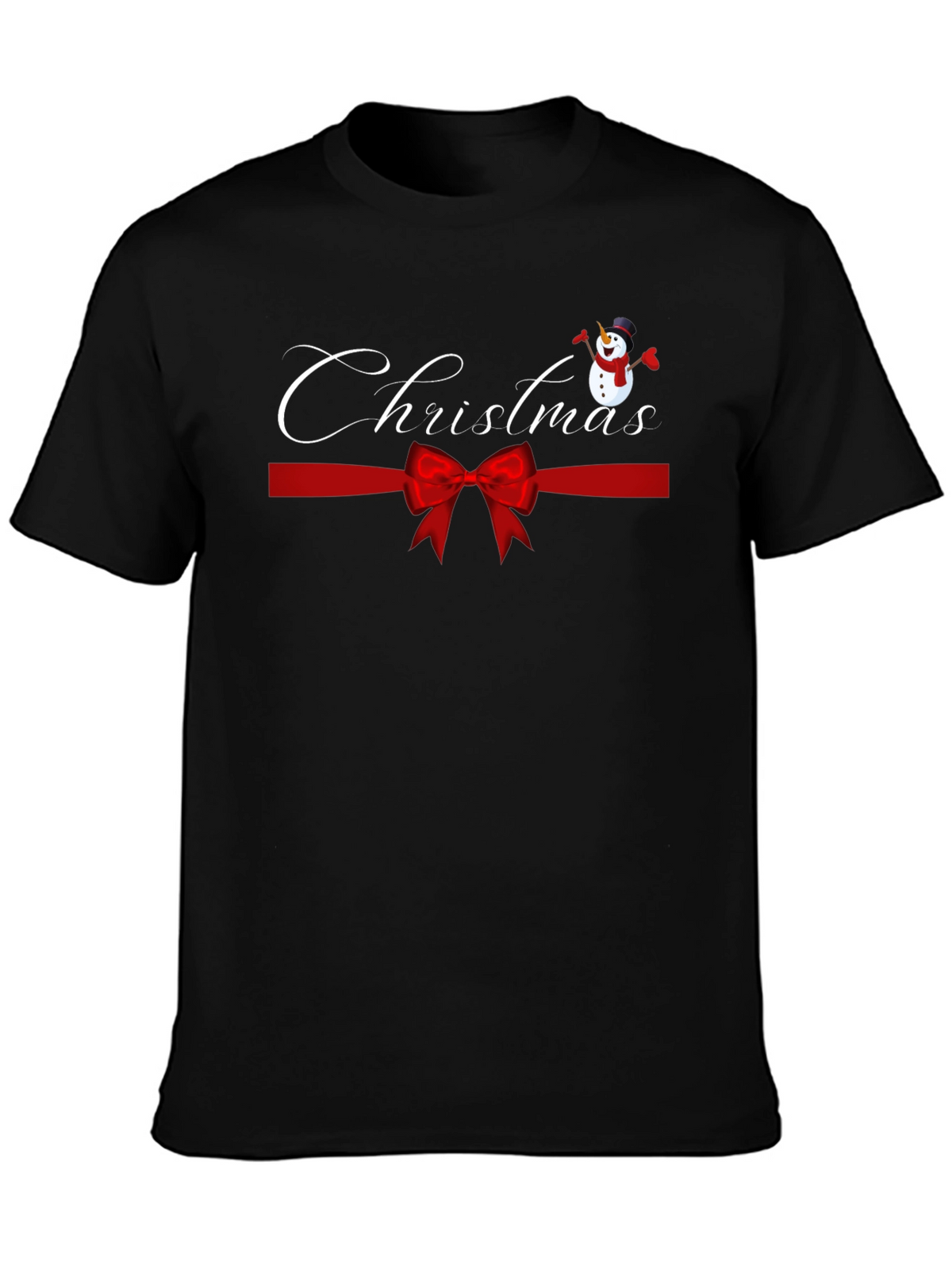 Festive Christmas Snowman Ribbon Graphic Tee