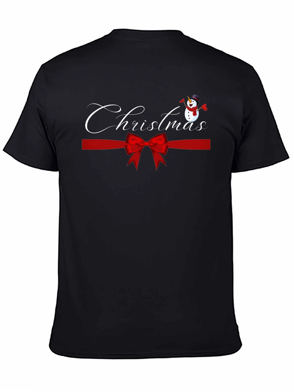 Festive Christmas Snowman Ribbon Graphic Tee
