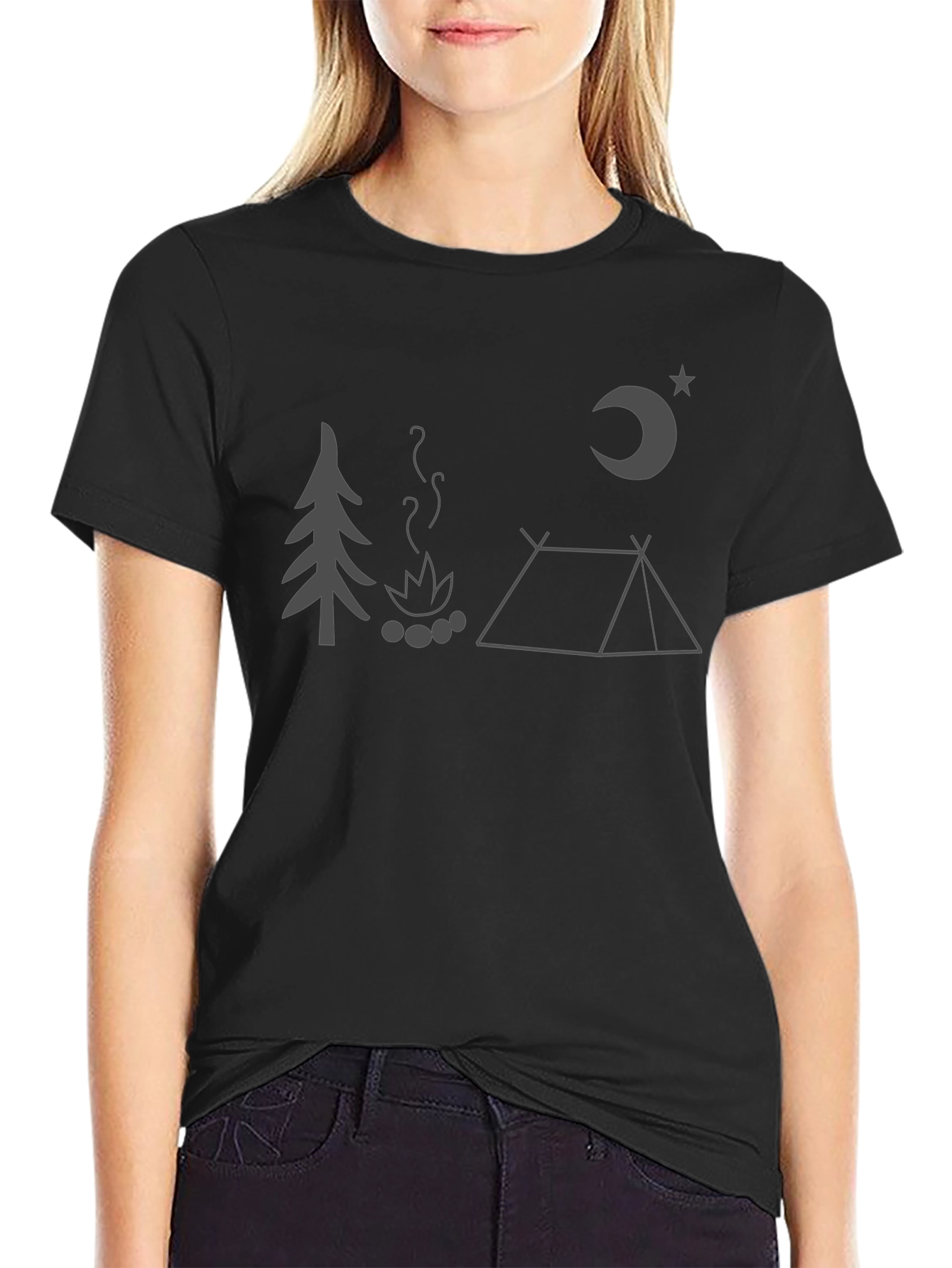 Camping Night Graphic Tee - Black Unisex T-Shirt