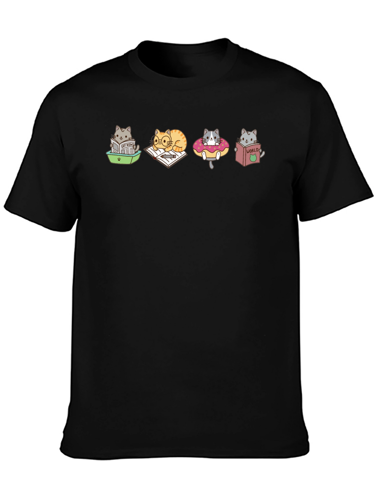 Cartoon Cats Reading T-Shirt