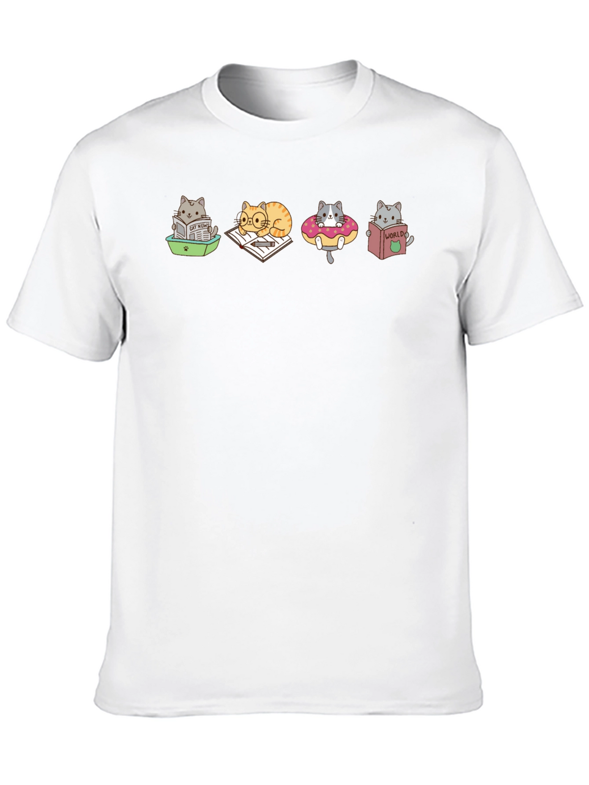 Cartoon Cats Reading T-Shirt