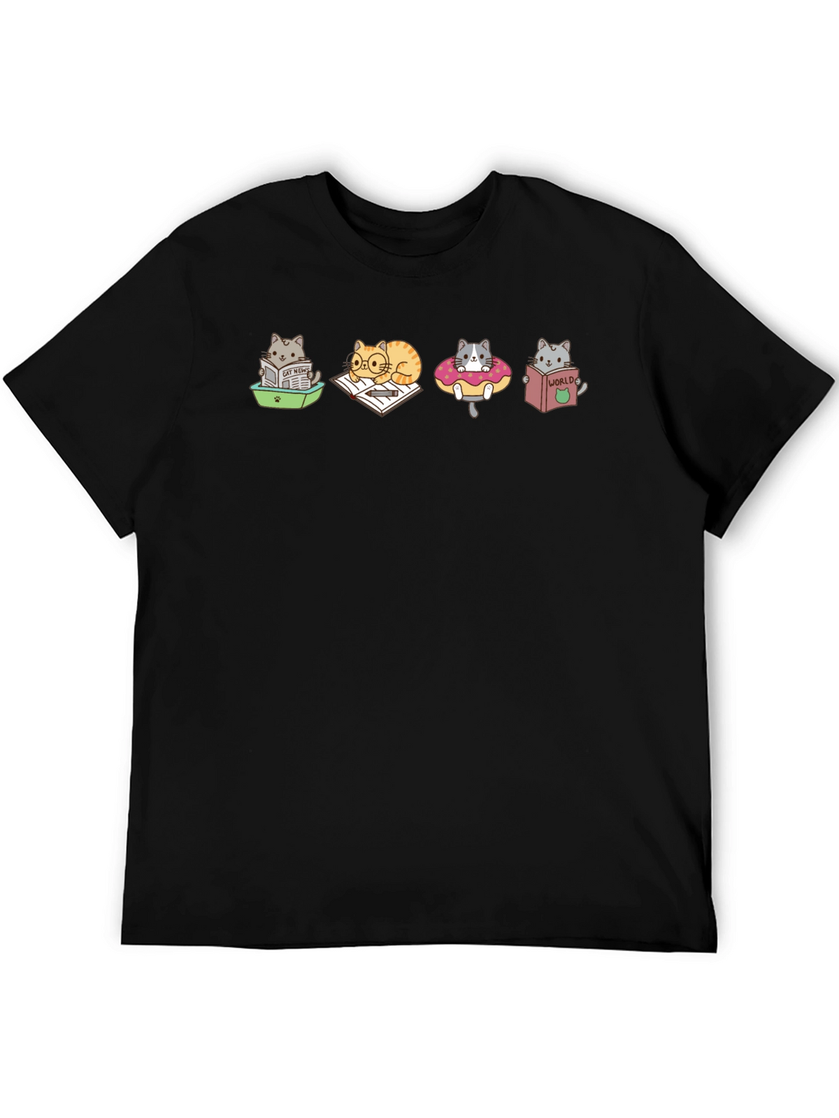 Cartoon Cats Reading T-Shirt