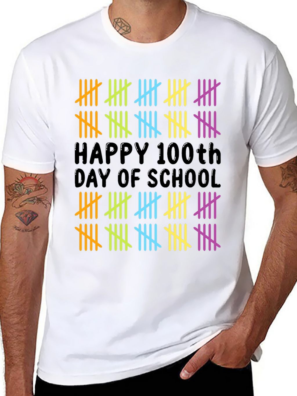 Happy 100th Day of School Tally Marks Teacher Shirt