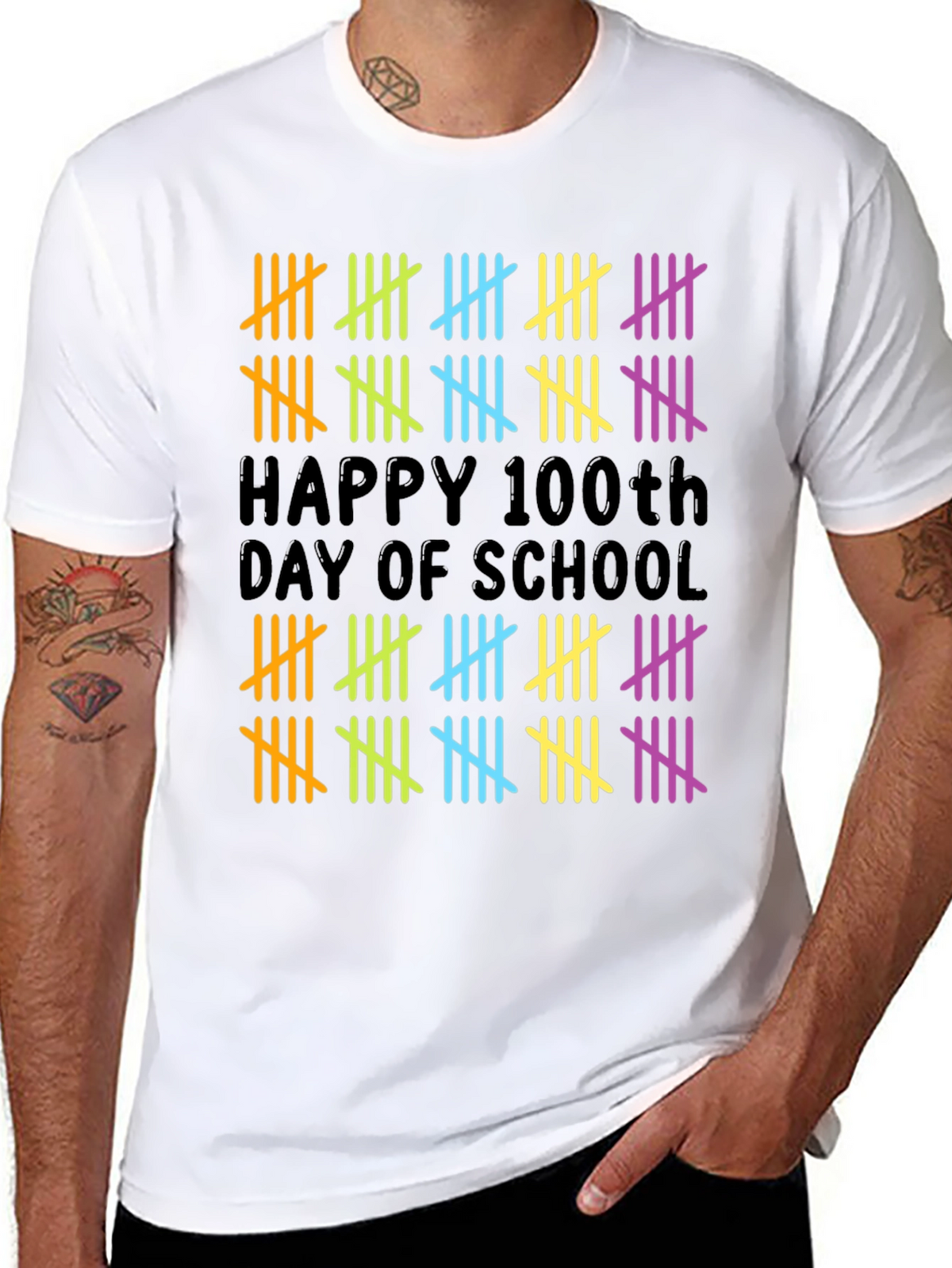 Happy 100th Day of School Tally Marks Teacher Shirt
