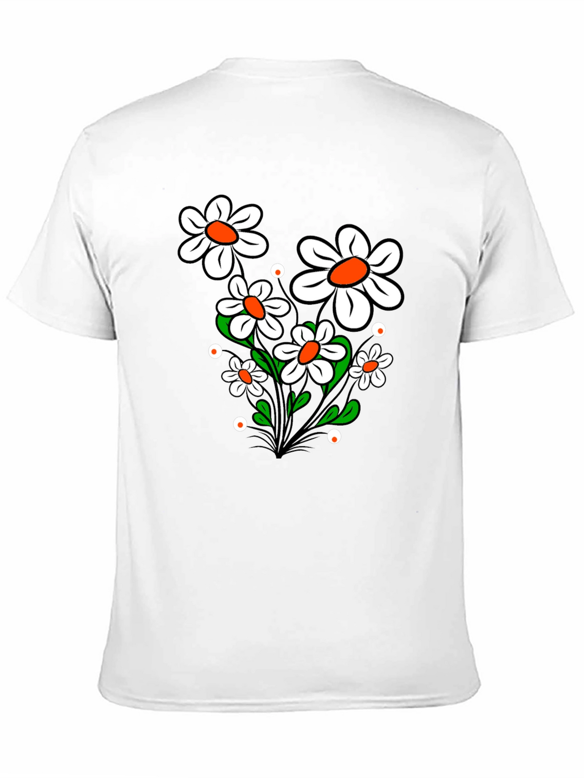 Daisy Flower Graphic Tee - Black Cotton T-Shirt