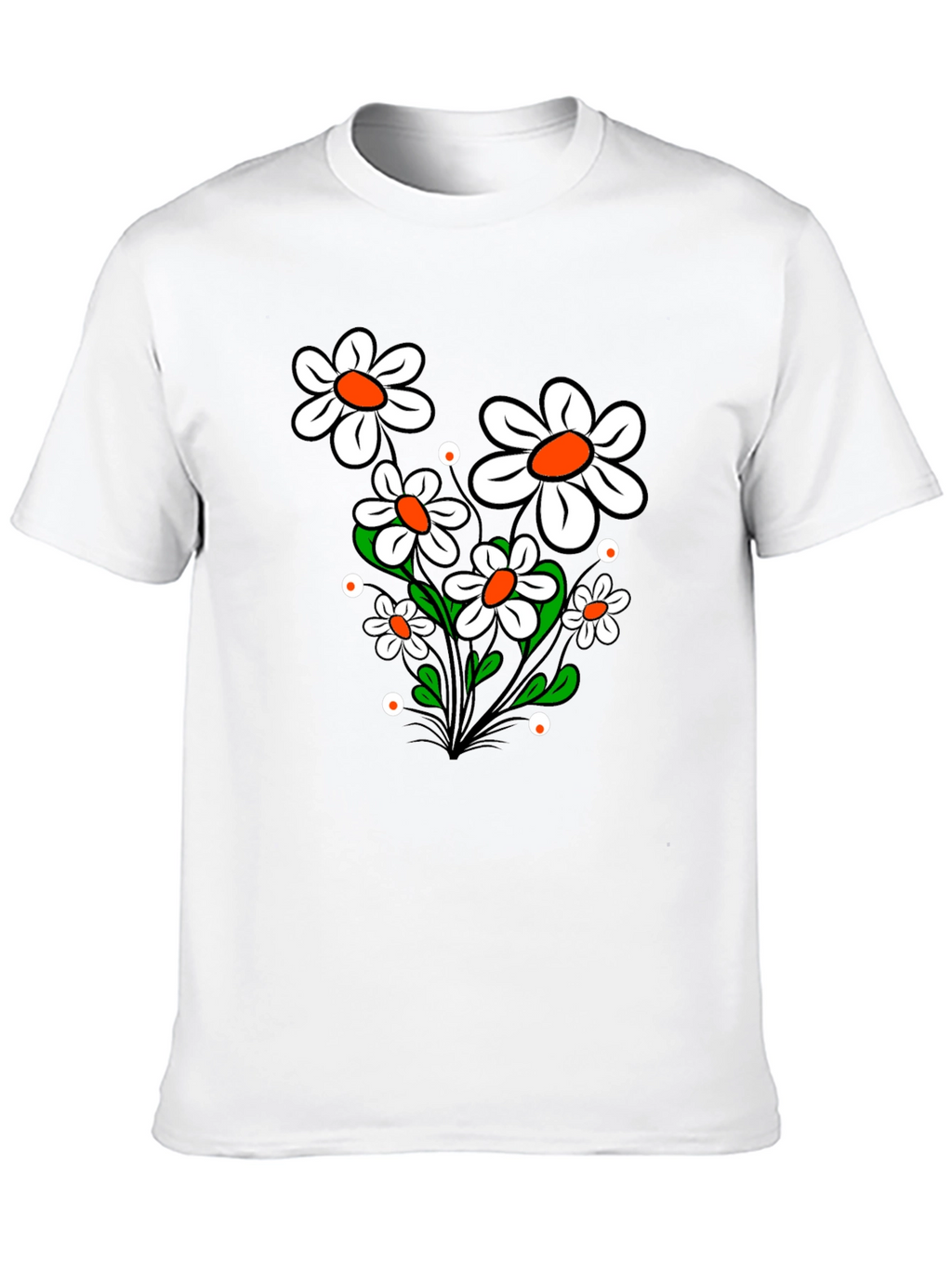 Daisy Flower Graphic Tee - Black Cotton T-Shirt