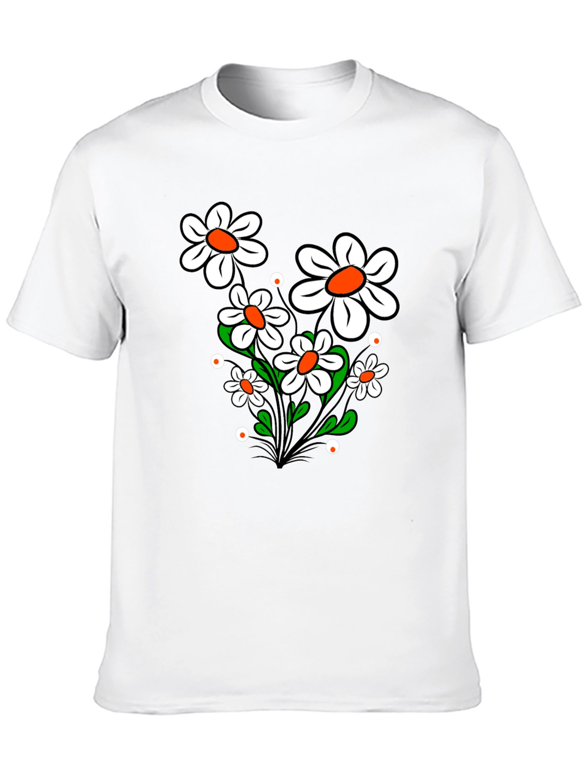 Daisy Flower Graphic Tee - Black Cotton T-Shirt