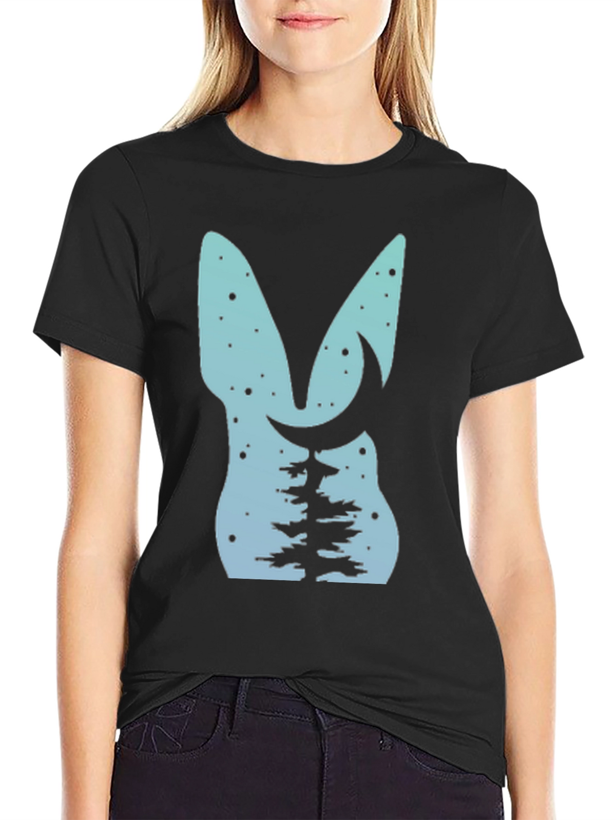 Nature Lovers Tee: Bunny Moon & Tree Design