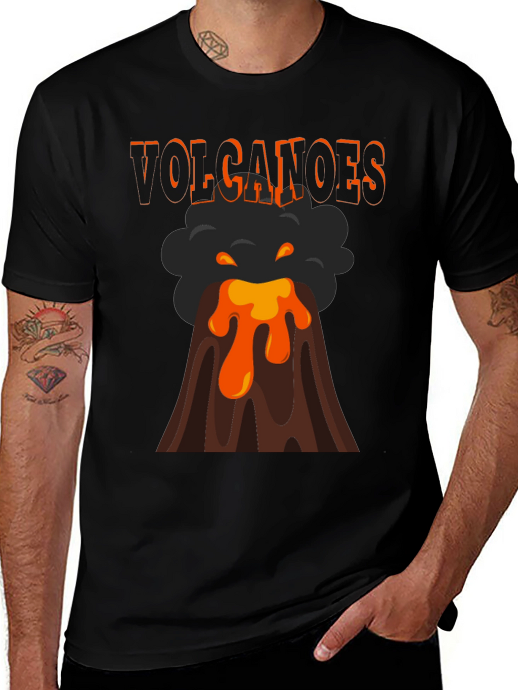 Volcanoes Graphic T-Shirt - Erupting Lava Design