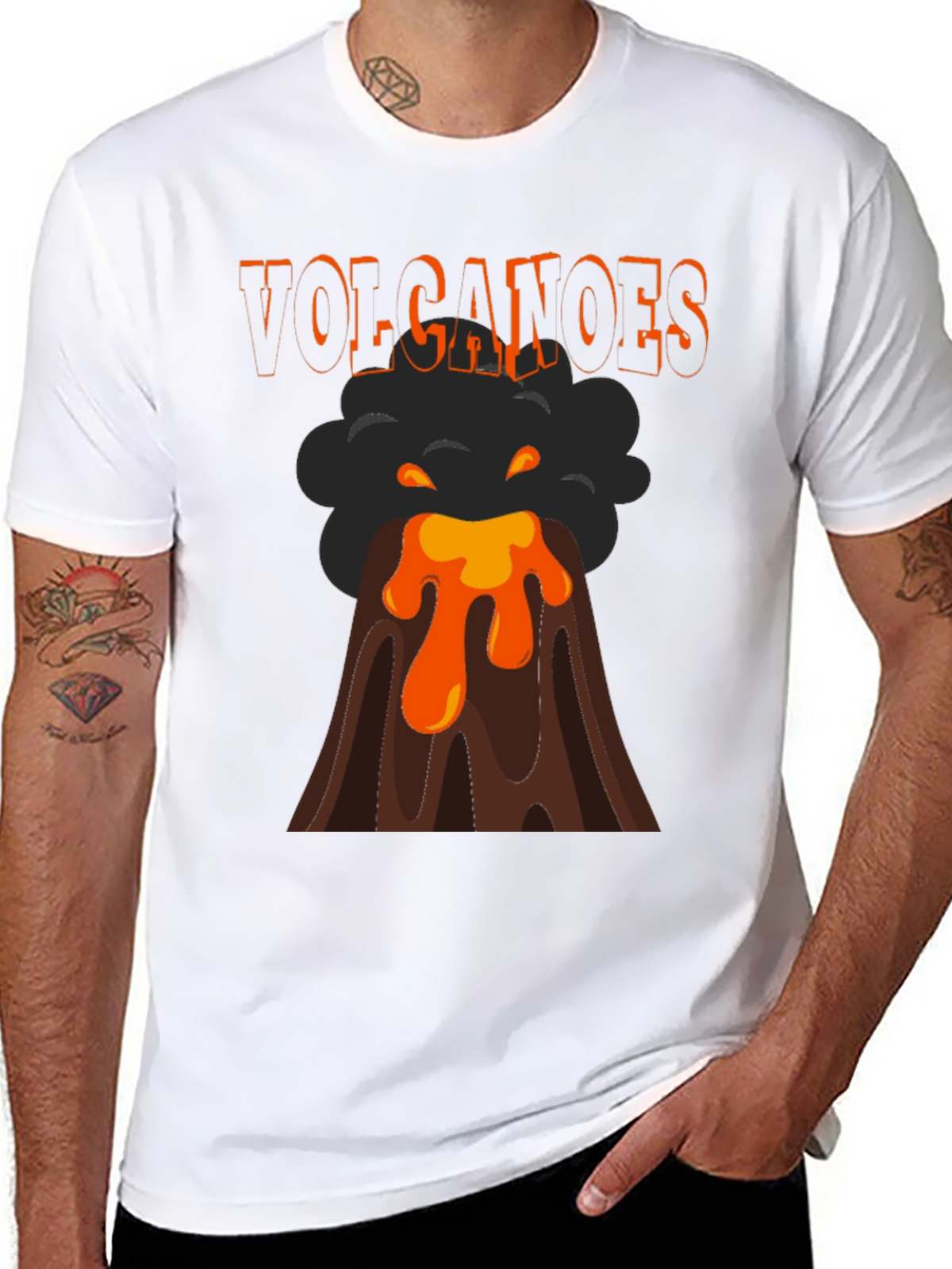 Volcanoes Graphic T-Shirt - Erupting Lava Design