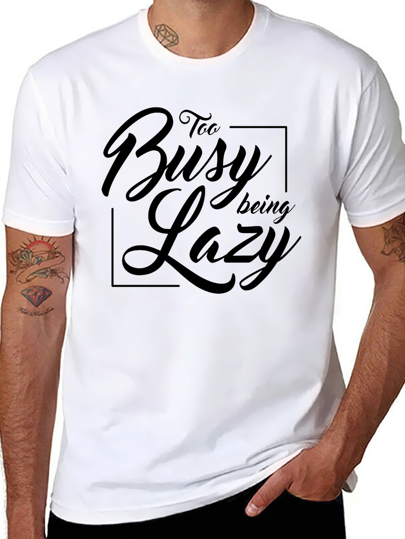 Too Busy Being Lazy Black T-Shirt
