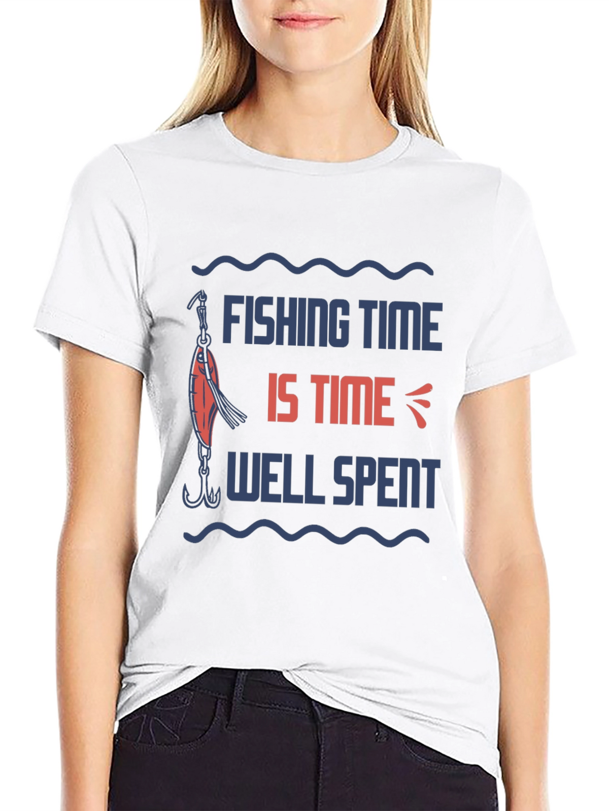 Fishing Time Well Spent Black Graphic Tee