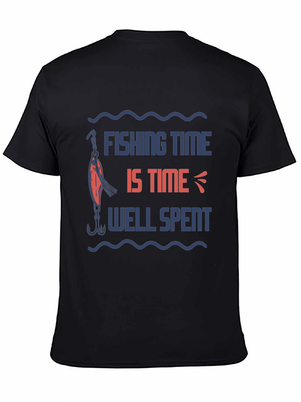 Fishing Time Well Spent Black Graphic Tee