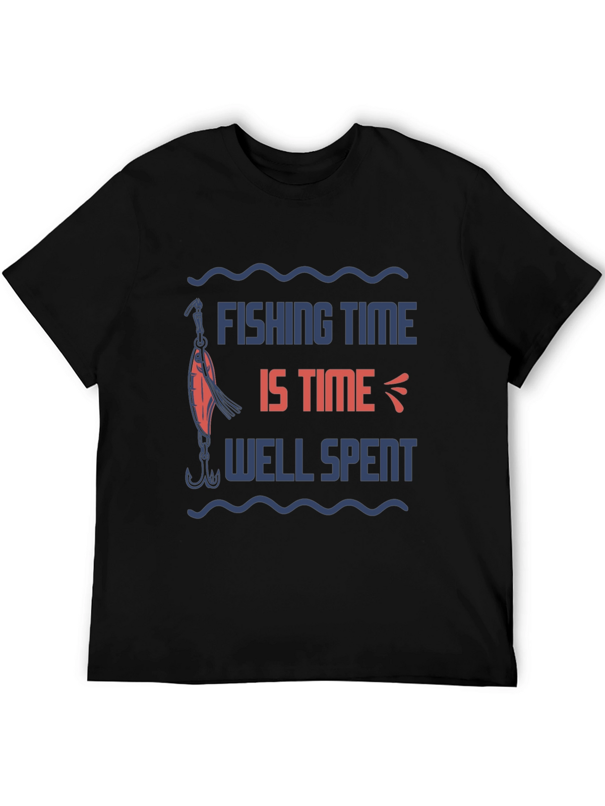 Fishing Time Well Spent Black Graphic Tee
