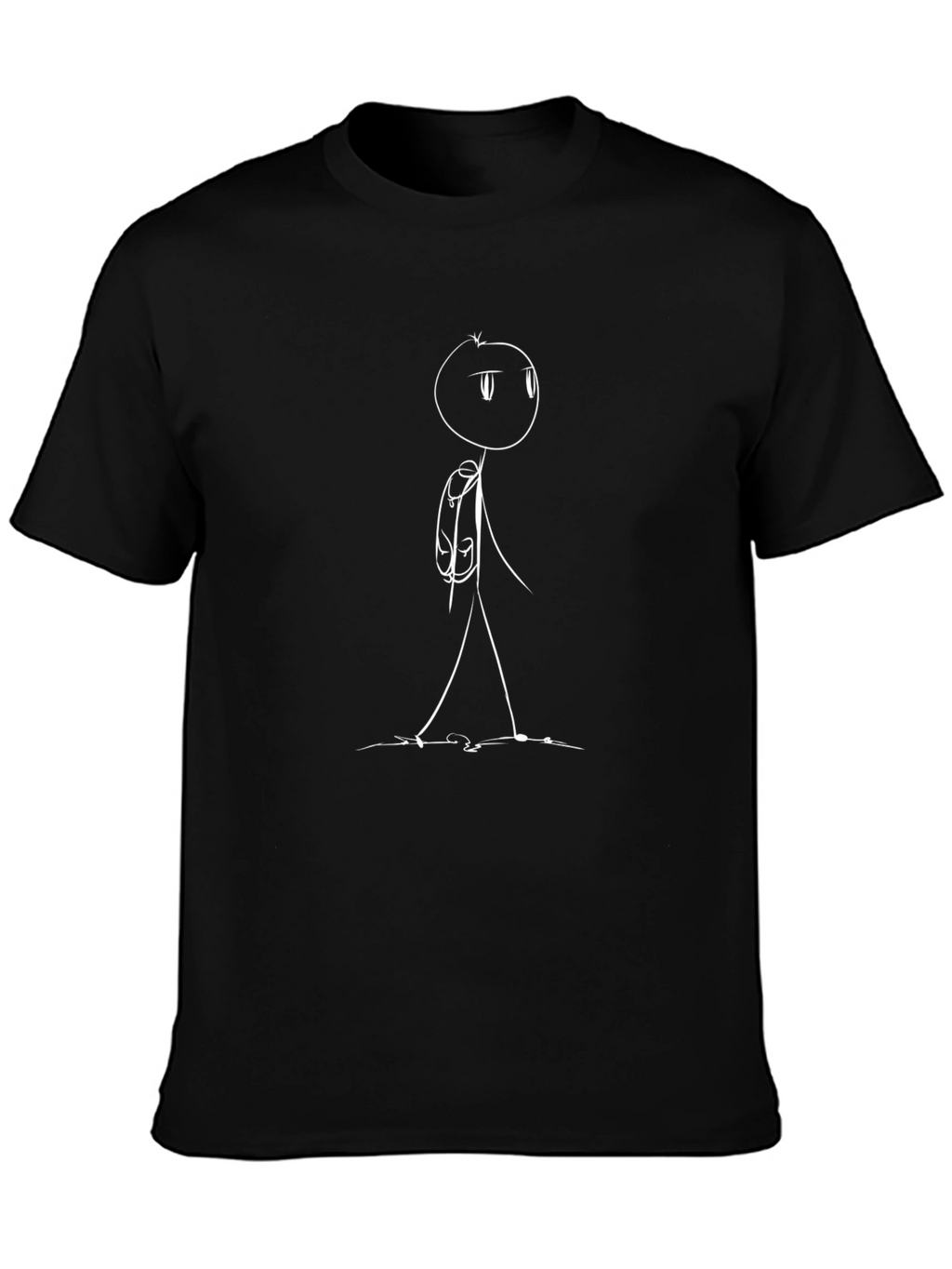 Stick Figure Traveler Graphic Tee - Black Cotton