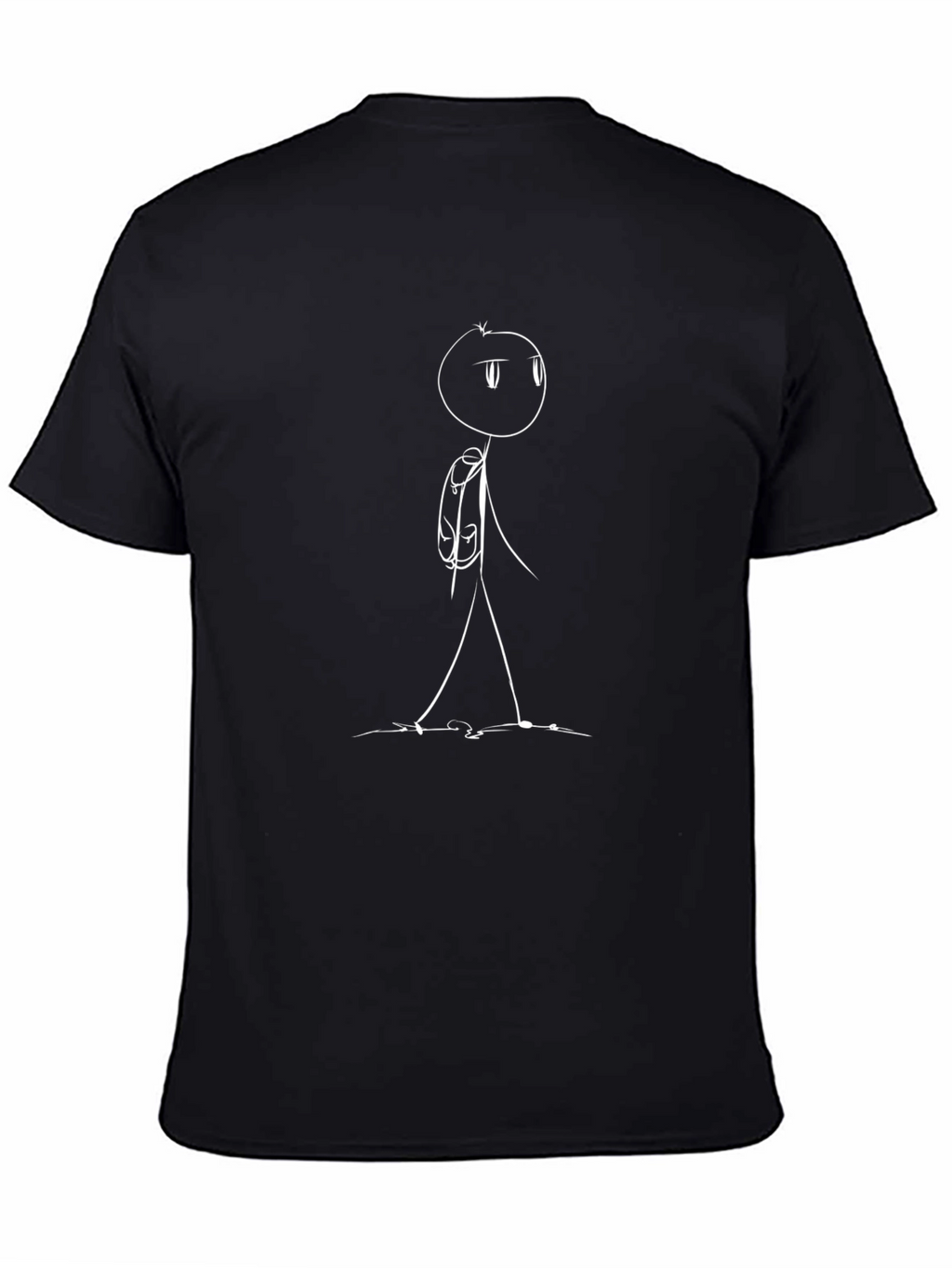 Stick Figure Traveler Graphic Tee - Black Cotton