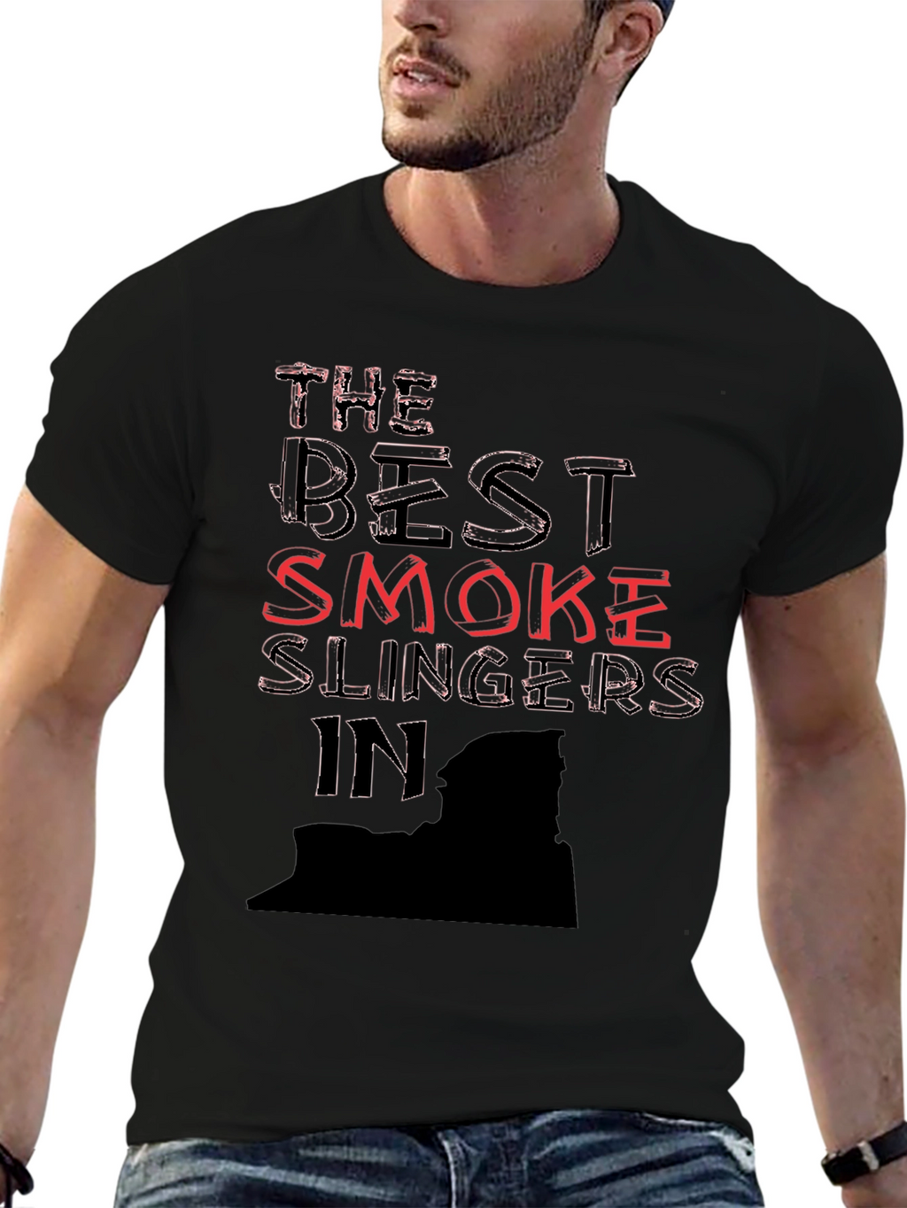 Best Smoke Slingers Black Graphic T-Shirt
